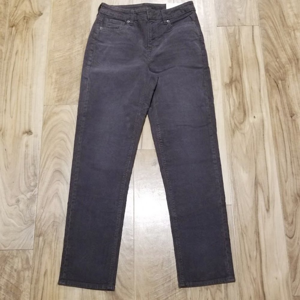 New American Eagle Womens Jeans 2 Mom Straight High Rise Stretch Gray Corduroy